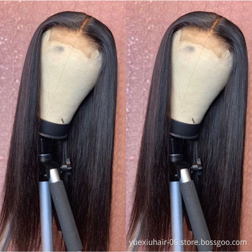 Wholesale Virgin Hair Wigs For Black Women Straight 5x5 Lace Closure Human Hair Wig 150% Density Glueless Brazilian Natural Hair